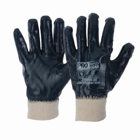 PRO GLOVE NITRILE DIPPED KNITTED WRIST FULL BACK BLUE MEDIUM